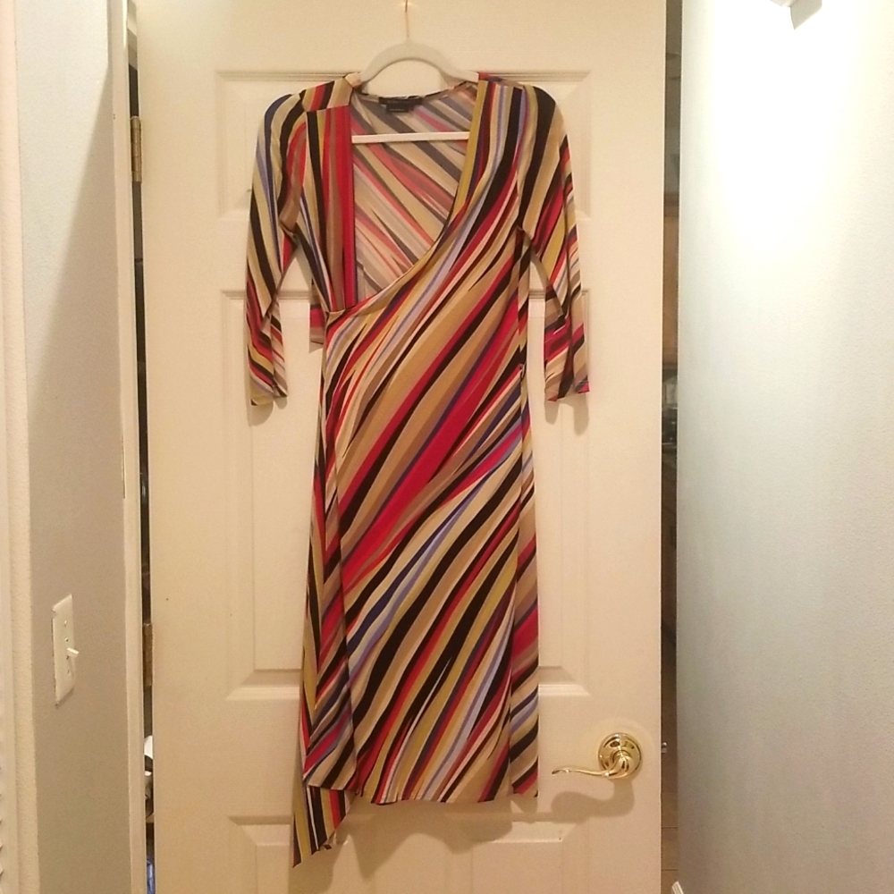 Multicolored wrap dress bcbgmaxazria